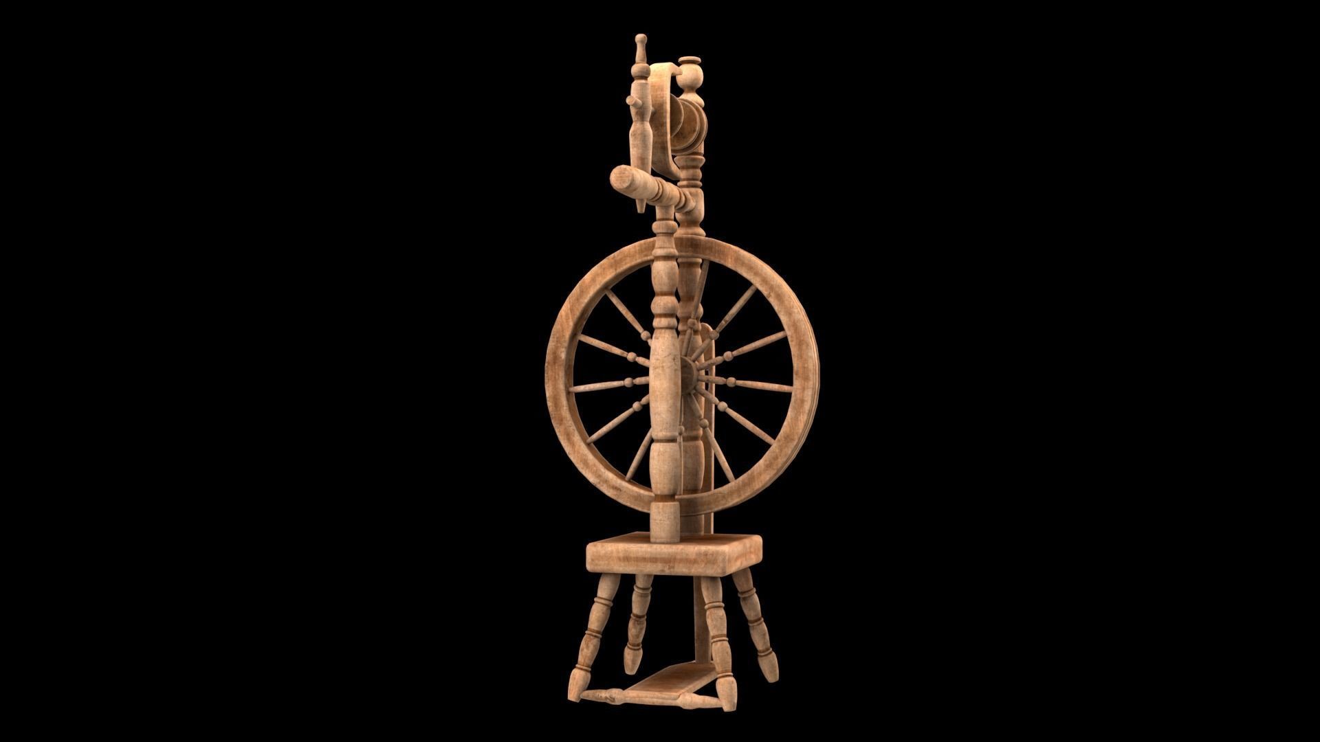 Spinning wheel Low-poly 3D model_8