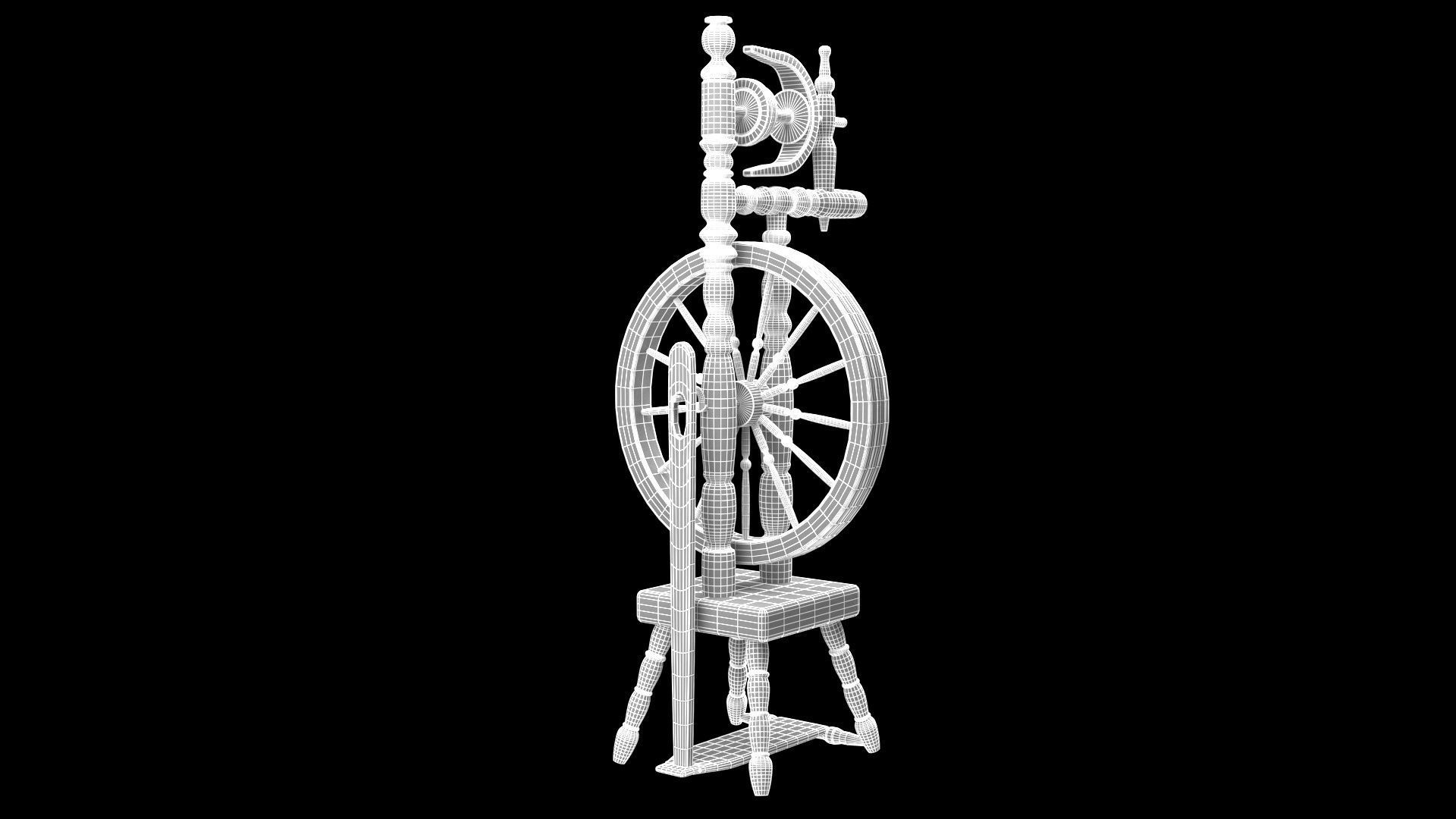 Spinning wheel Low-poly 3D model_26