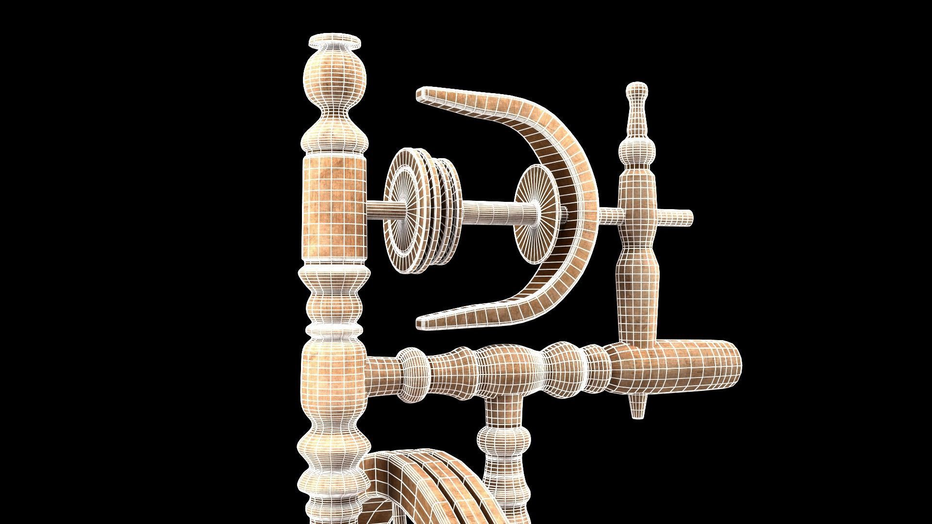 Spinning wheel Low-poly 3D model_21