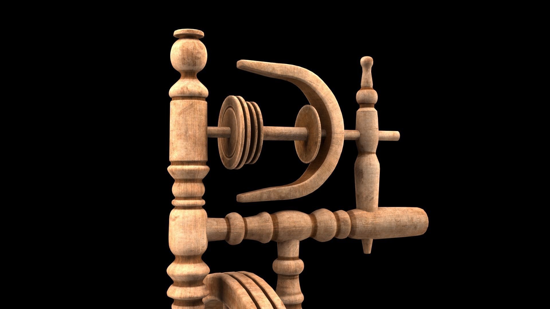 Spinning wheel Low-poly 3D model_22