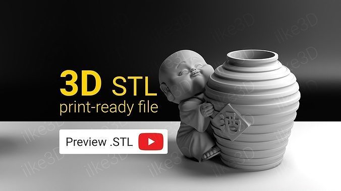 Buddha baby sleeping in pot 3D print model