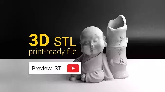 Buddha figurine of on table 3D print model