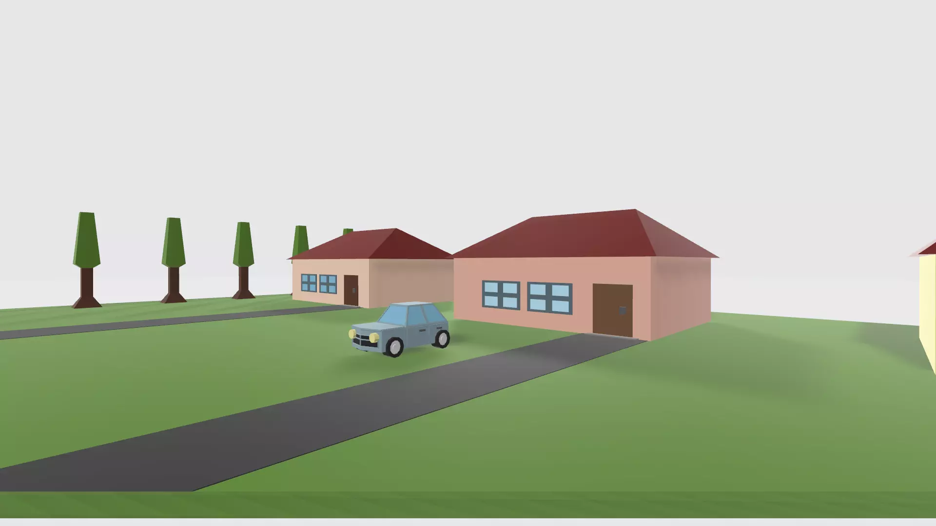Free house with car lowpoly Free low-poly 3D model