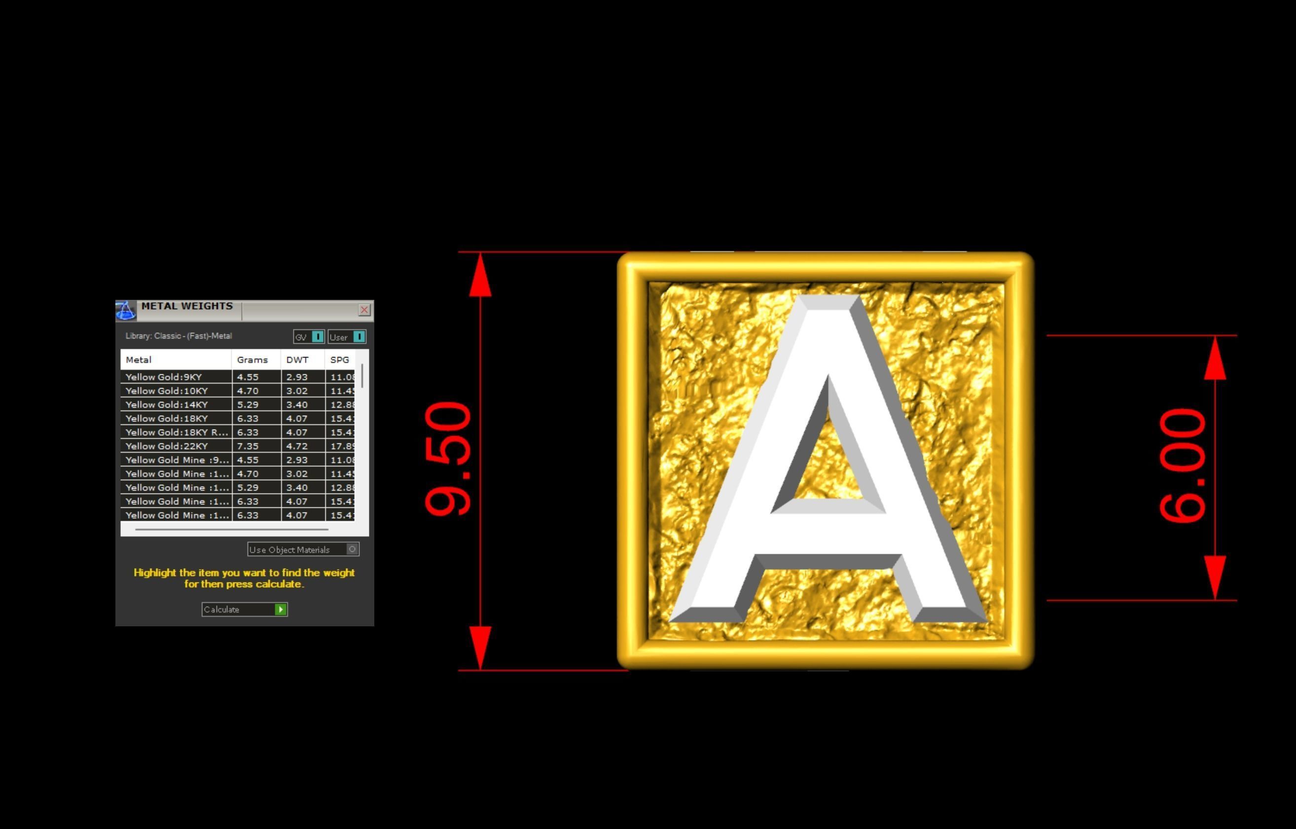 A Letter Nugget Bracelet Bead in 4 sizes 3D print model_7