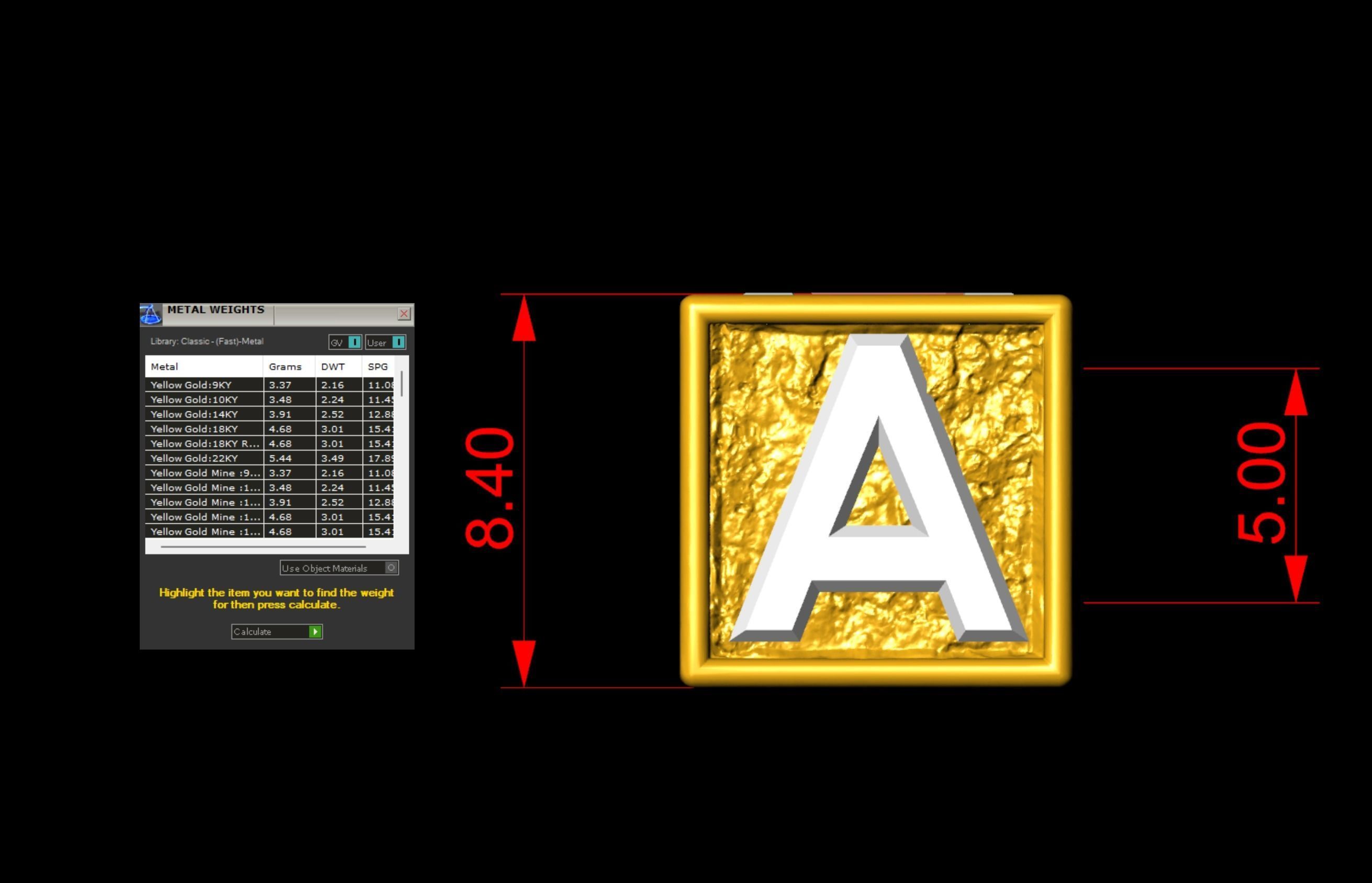 A Letter Nugget Bracelet Bead in 4 sizes 3D print model_6