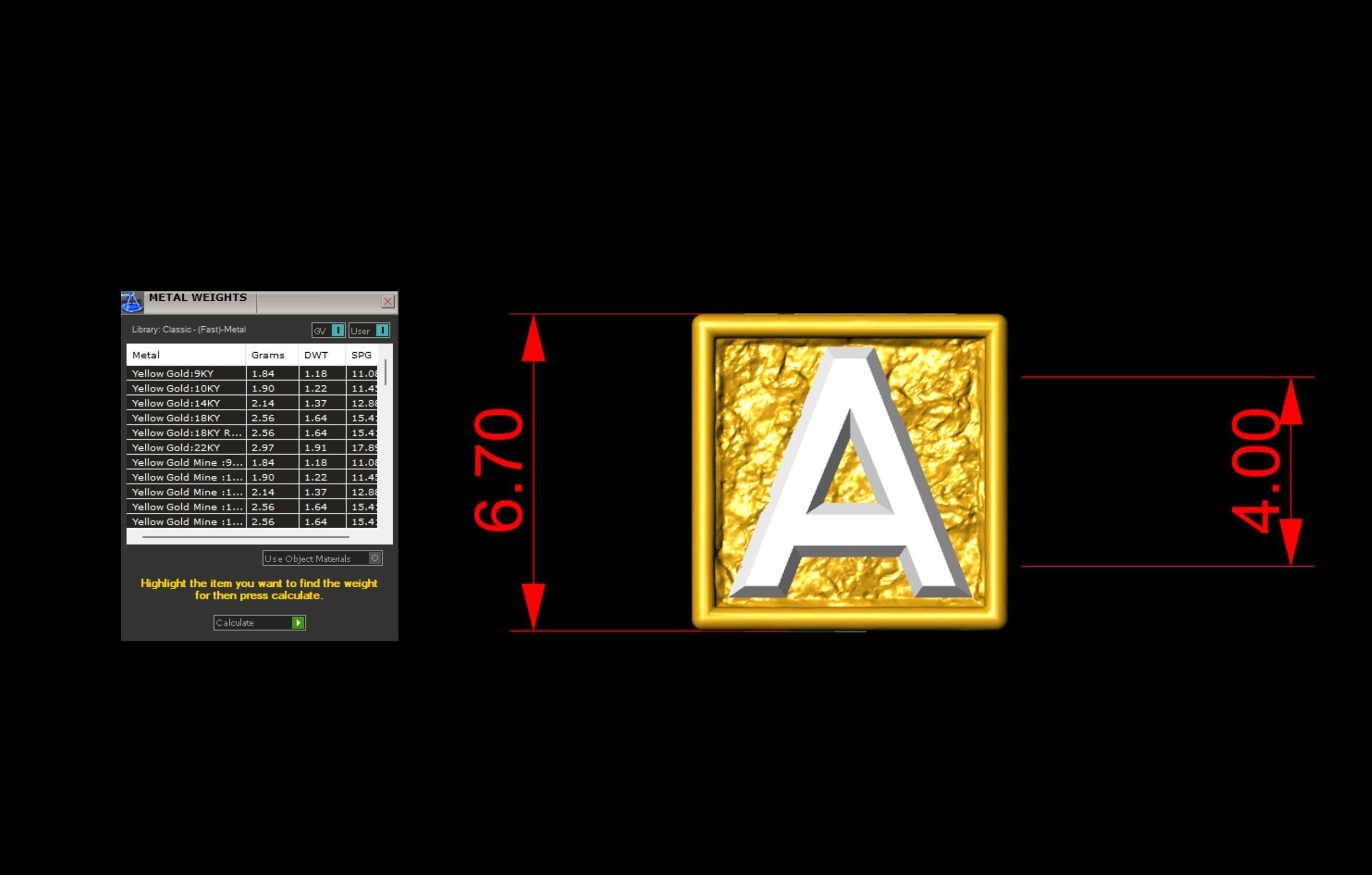 A Letter Nugget Bracelet Bead in 4 sizes 3D print model_5