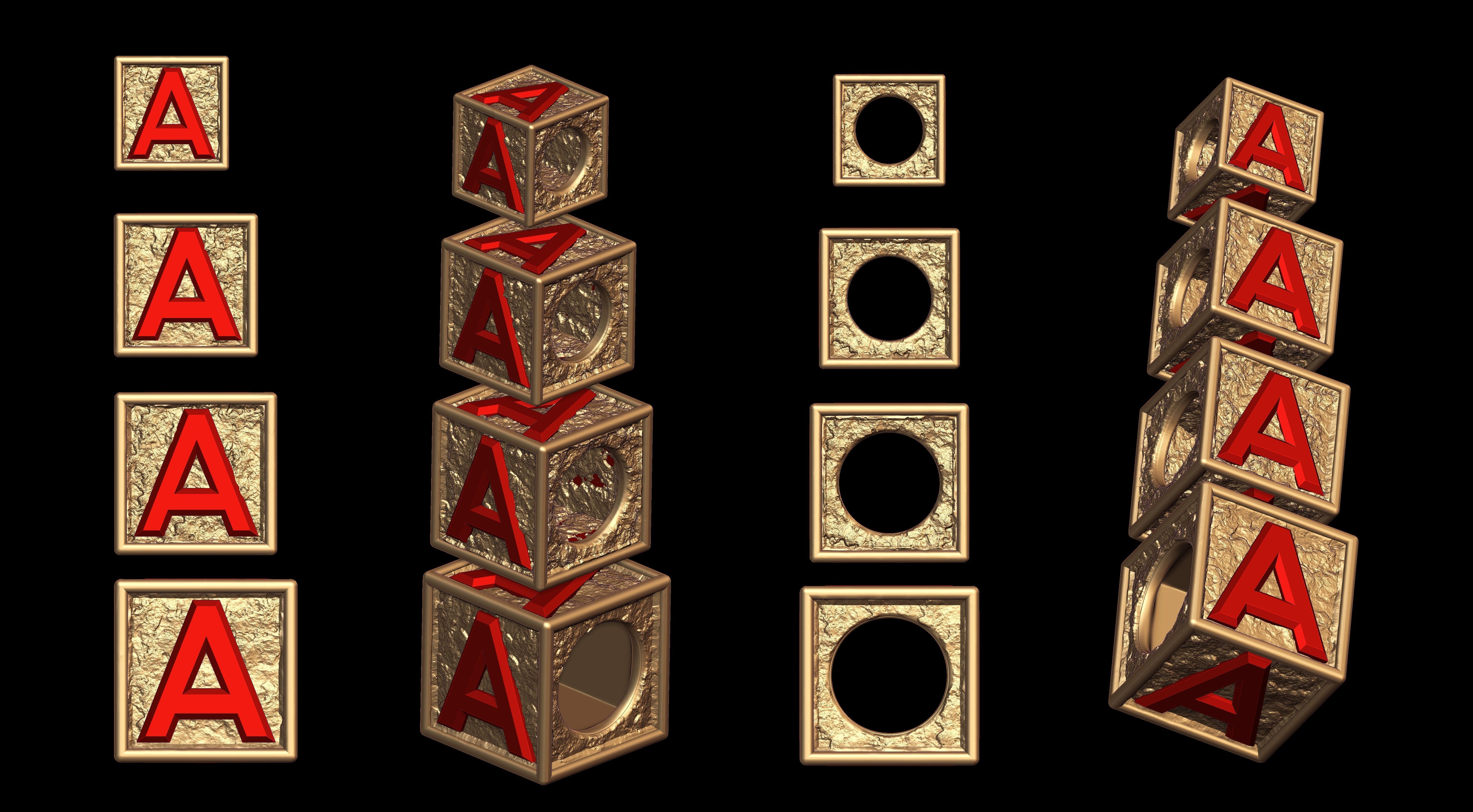 A Letter Nugget Bracelet Bead in 4 sizes 3D print model_1