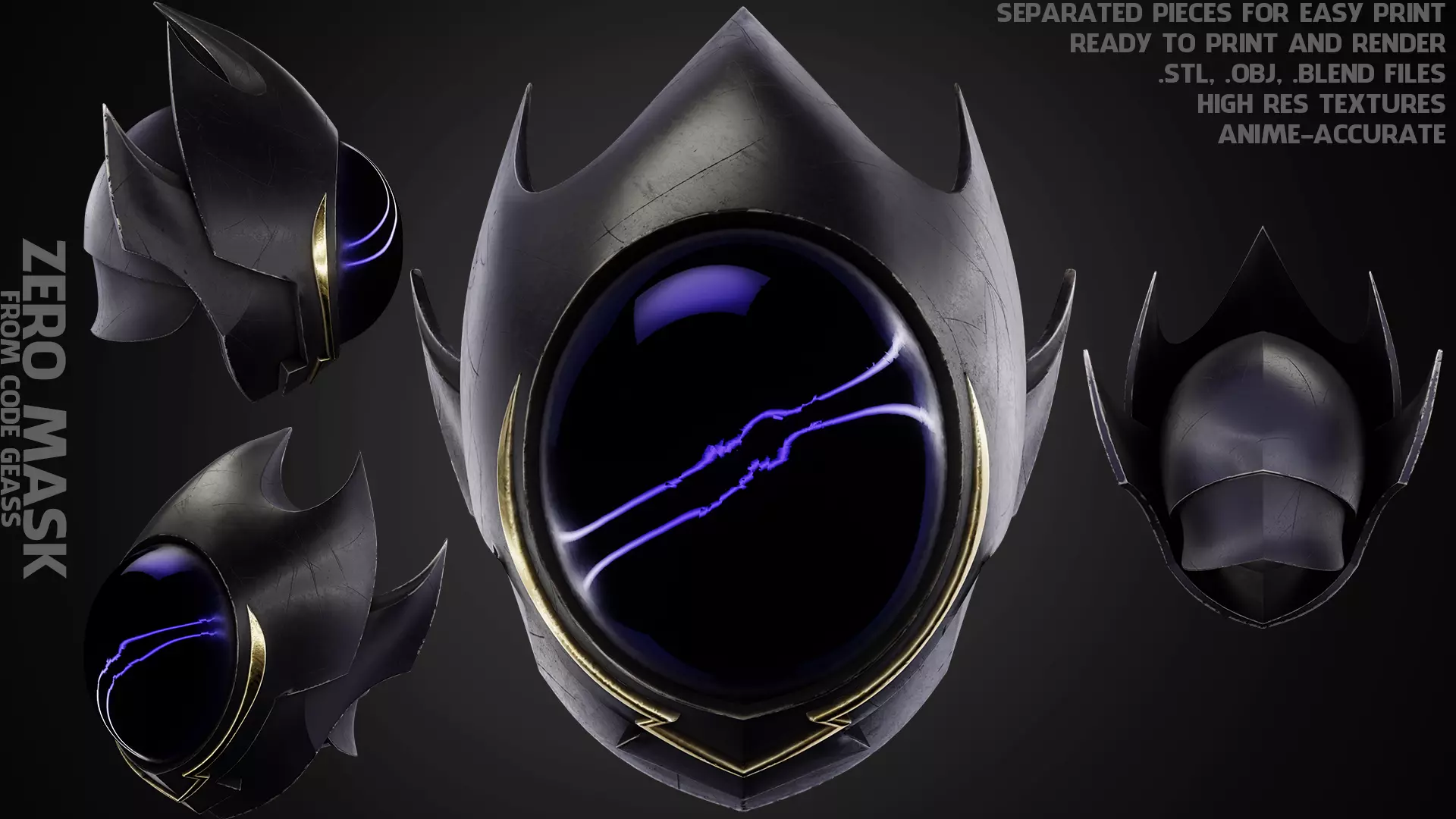 Code Geass Zero Mask for Cosplay 3D print model_0