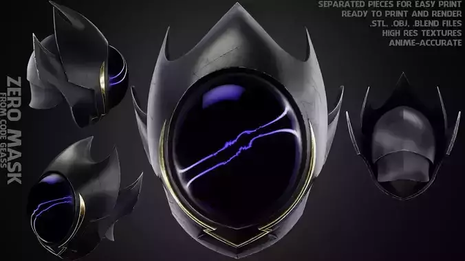 Code Geass Zero Mask for Cosplay 3D print model