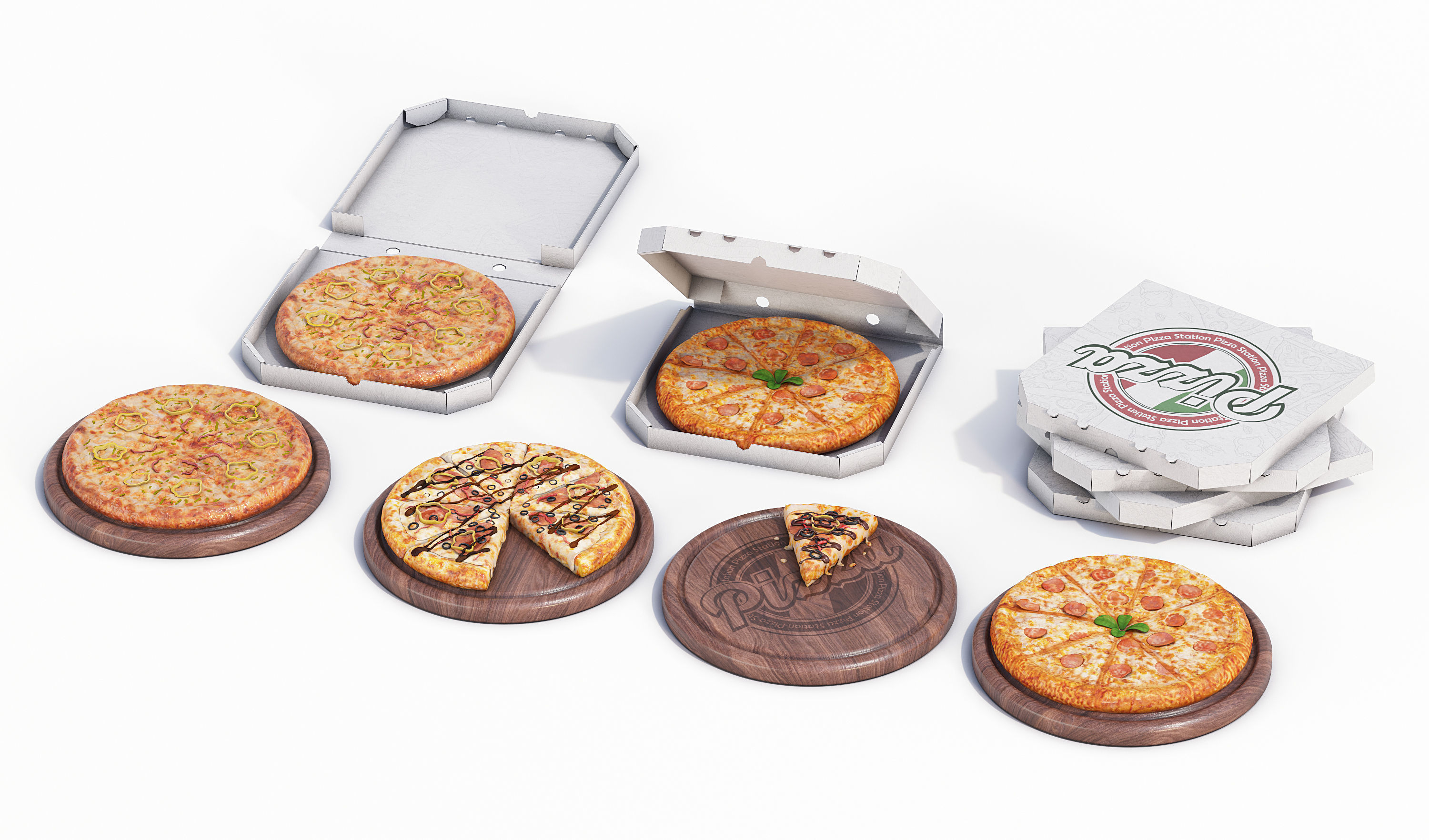 Italian Pizza Set 3D model_11