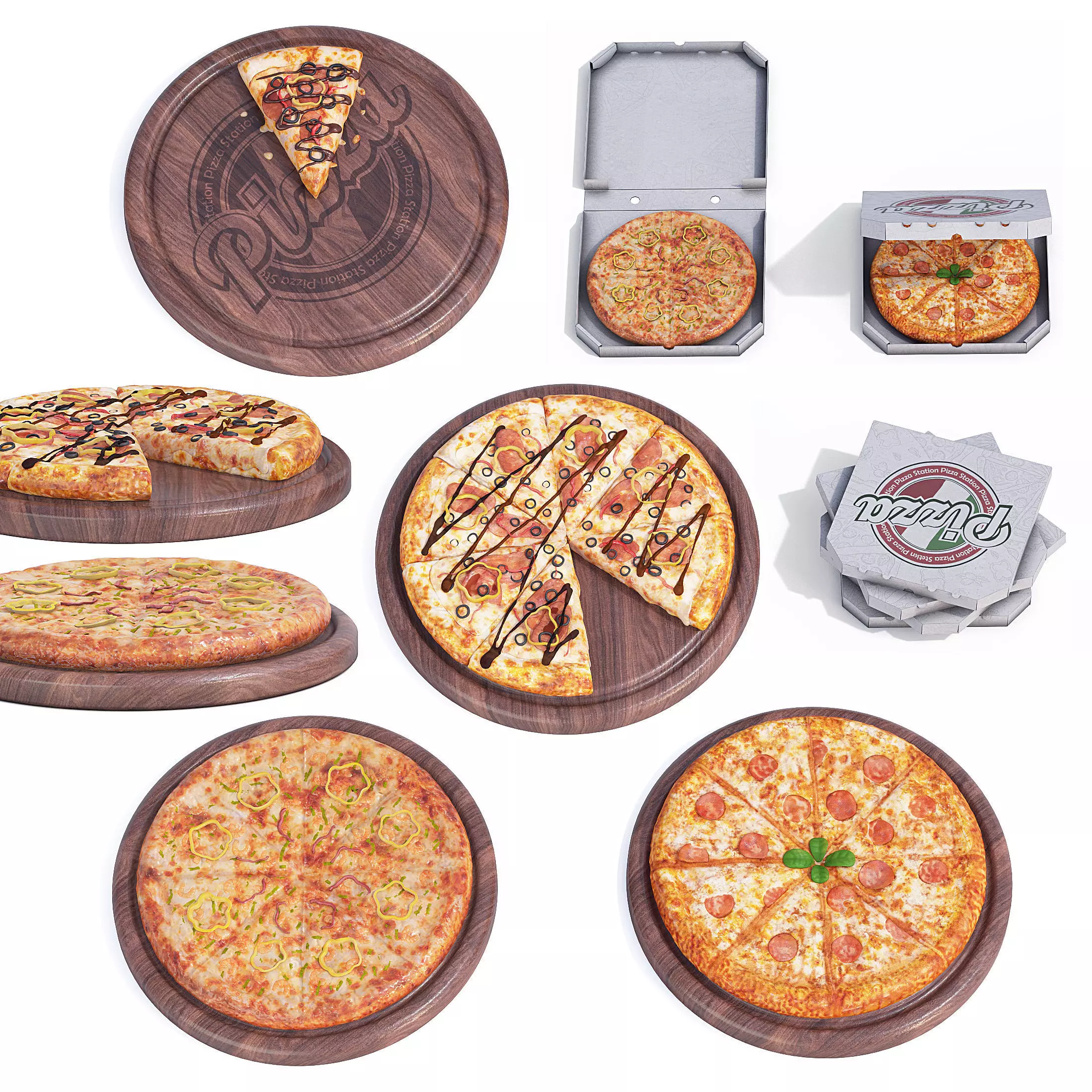 Italian Pizza Set 3D model_0