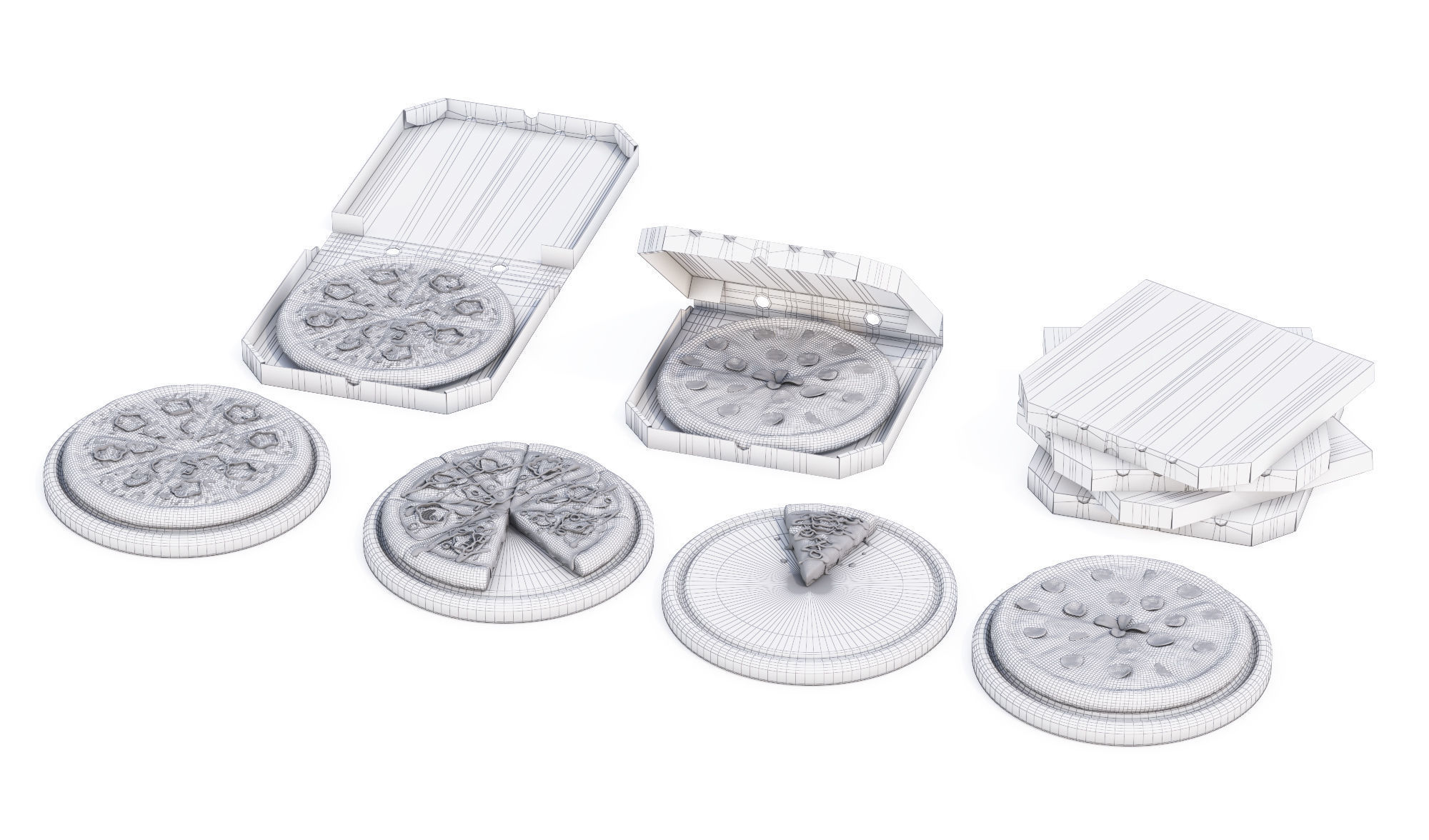 Italian Pizza Set 3D model_13