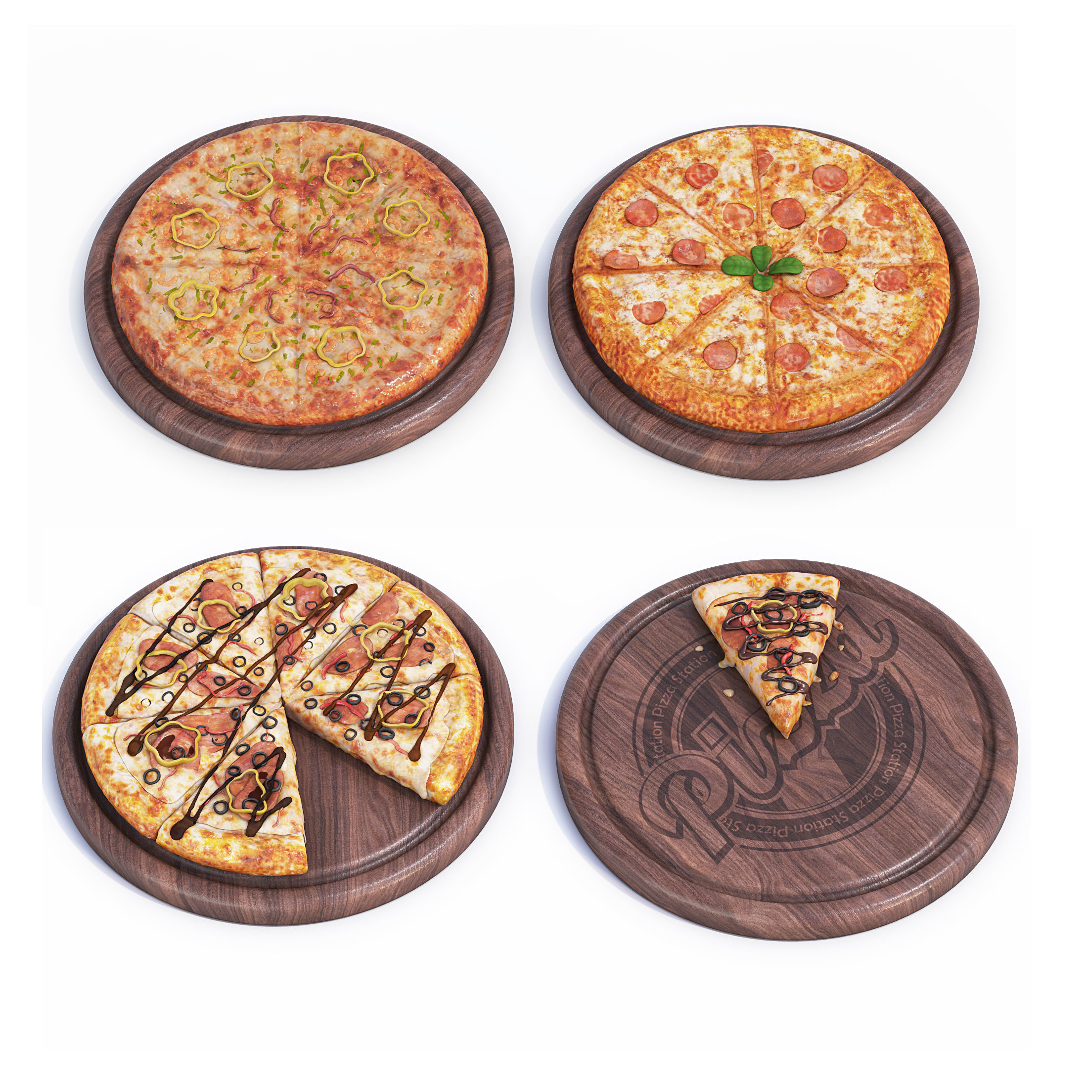 Italian Pizza Set 3D model_1