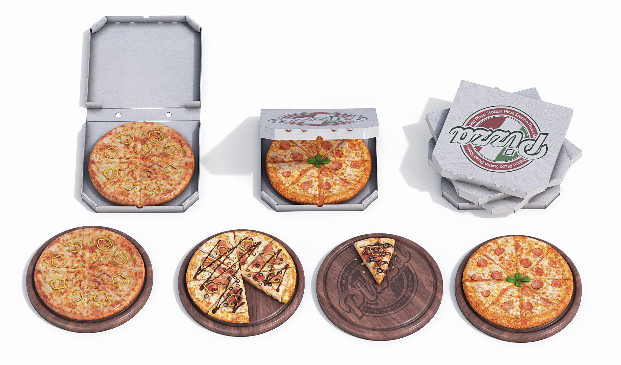Italian Pizza Set 3D model_8