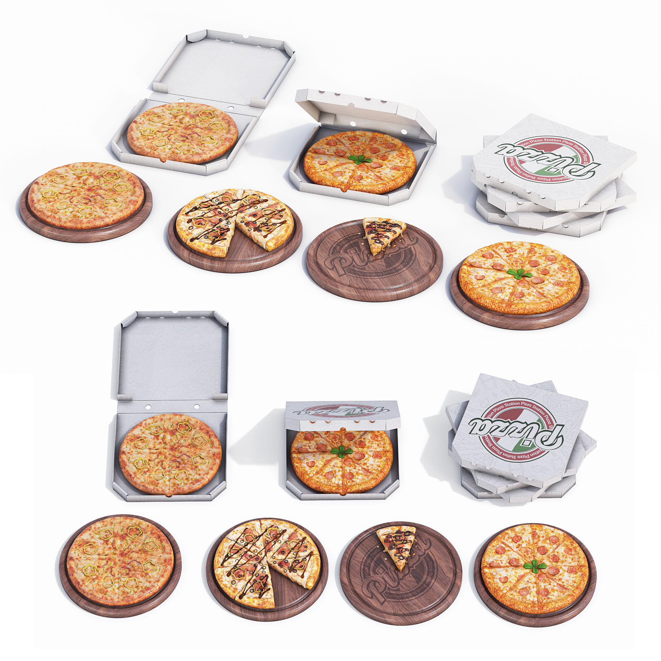 Italian Pizza Set 3D model_4