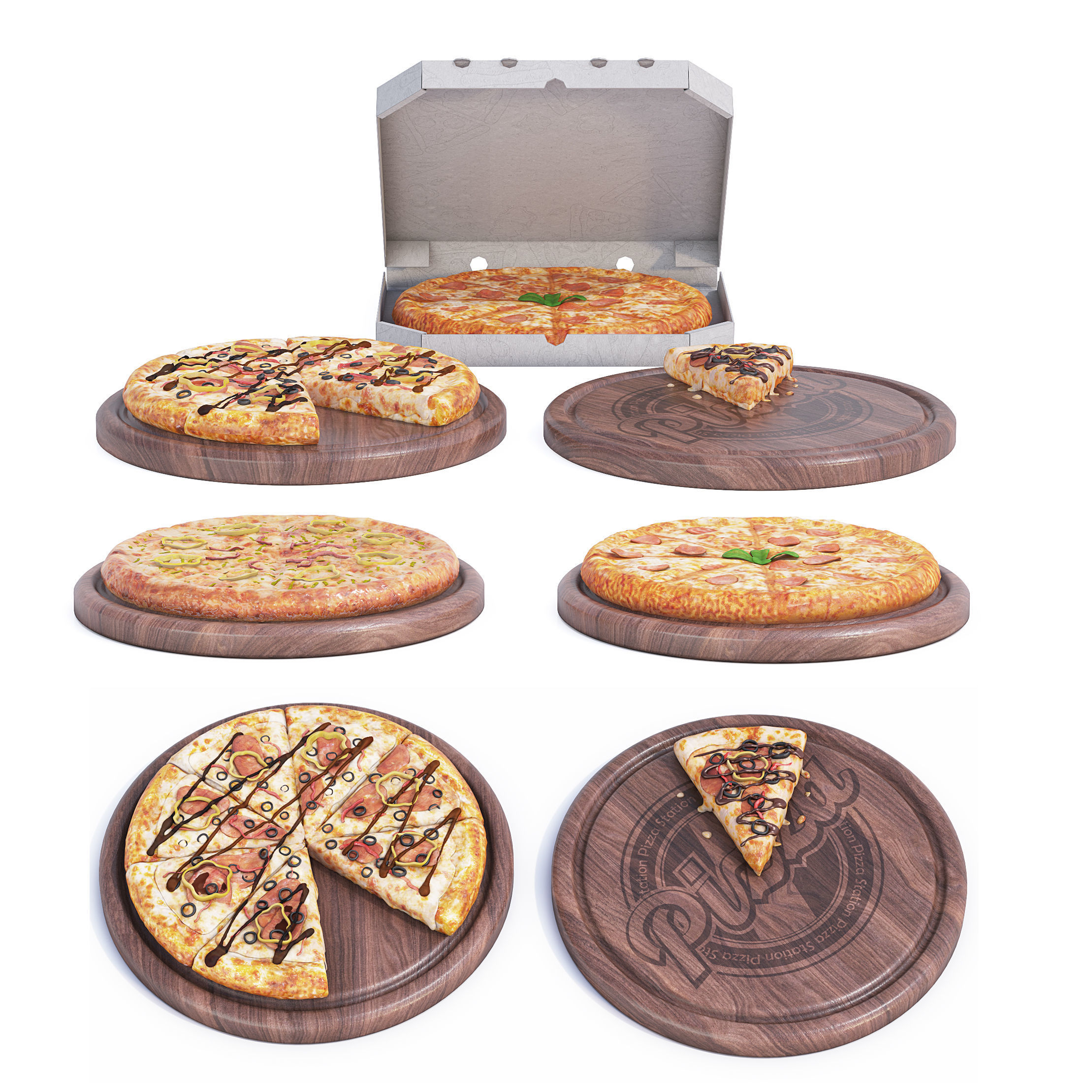 Italian Pizza Set 3D model_3