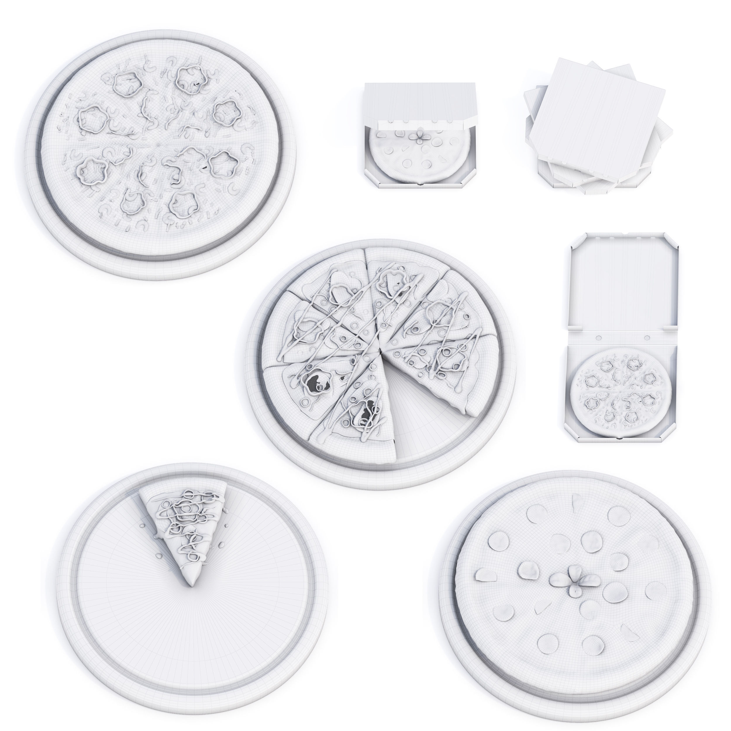 Italian Pizza Set 3D model_12