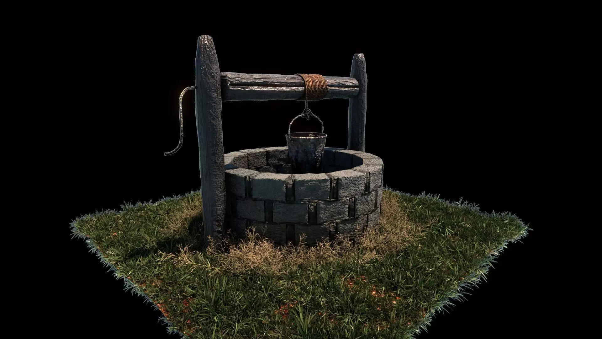Old Stone Well of Water 3D model_0