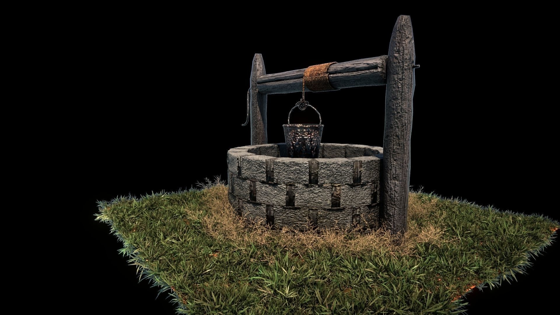 Old Stone Well of Water 3D model_1