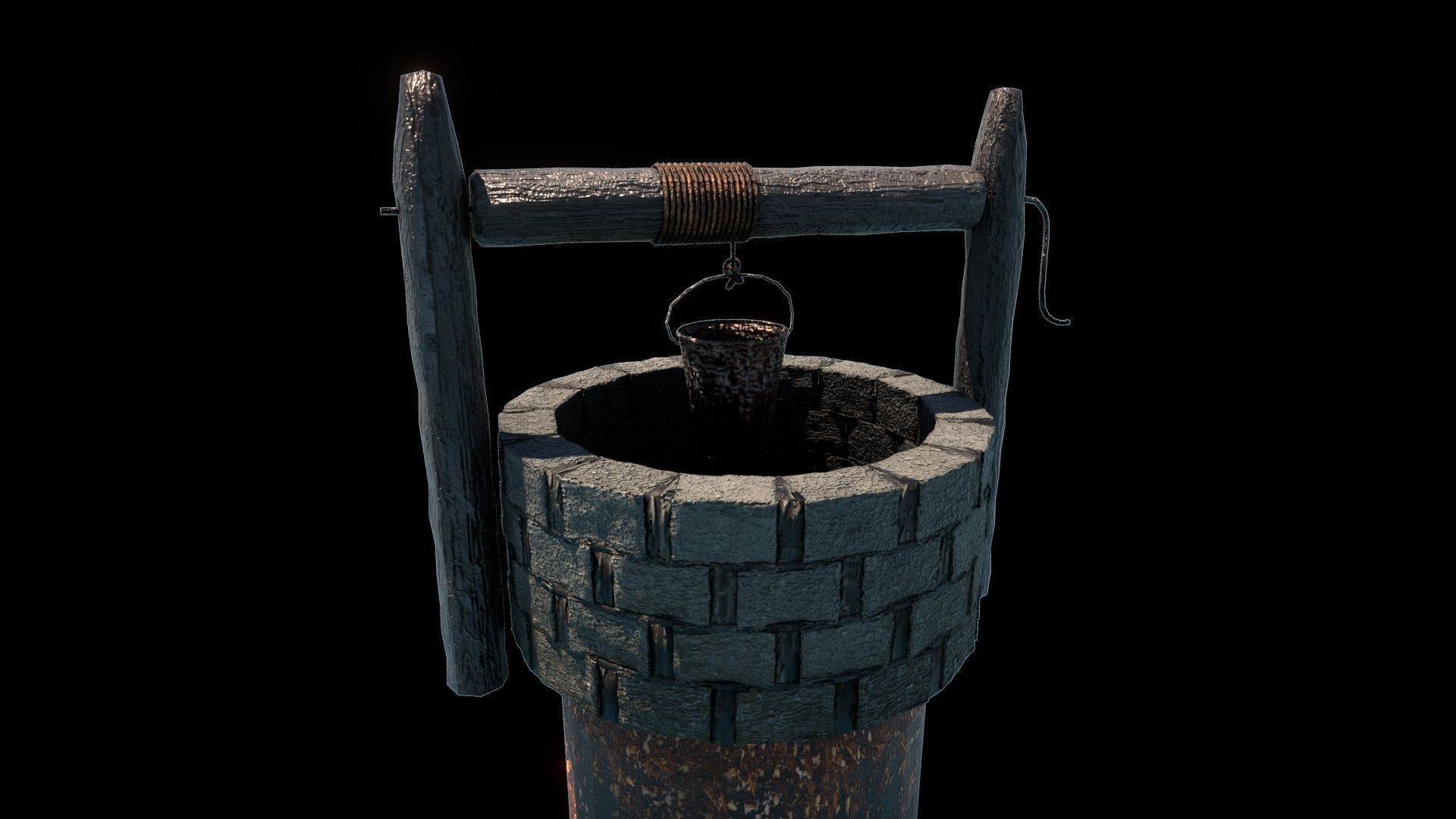 Old Stone Well of Water 3D model_3