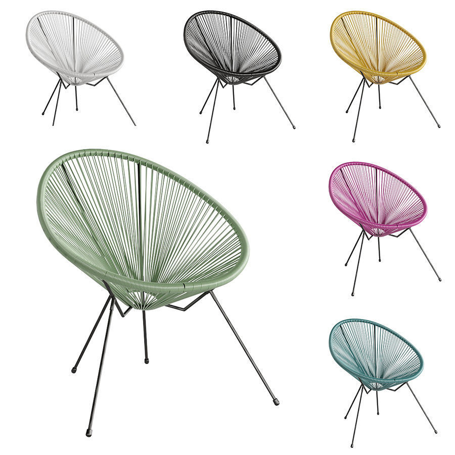 Acapulco oval chair with four legs 3D model_9