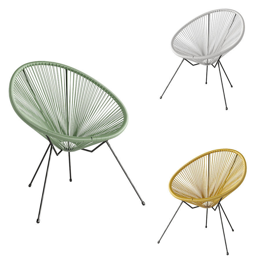 Acapulco oval chair with four legs 3D model_7