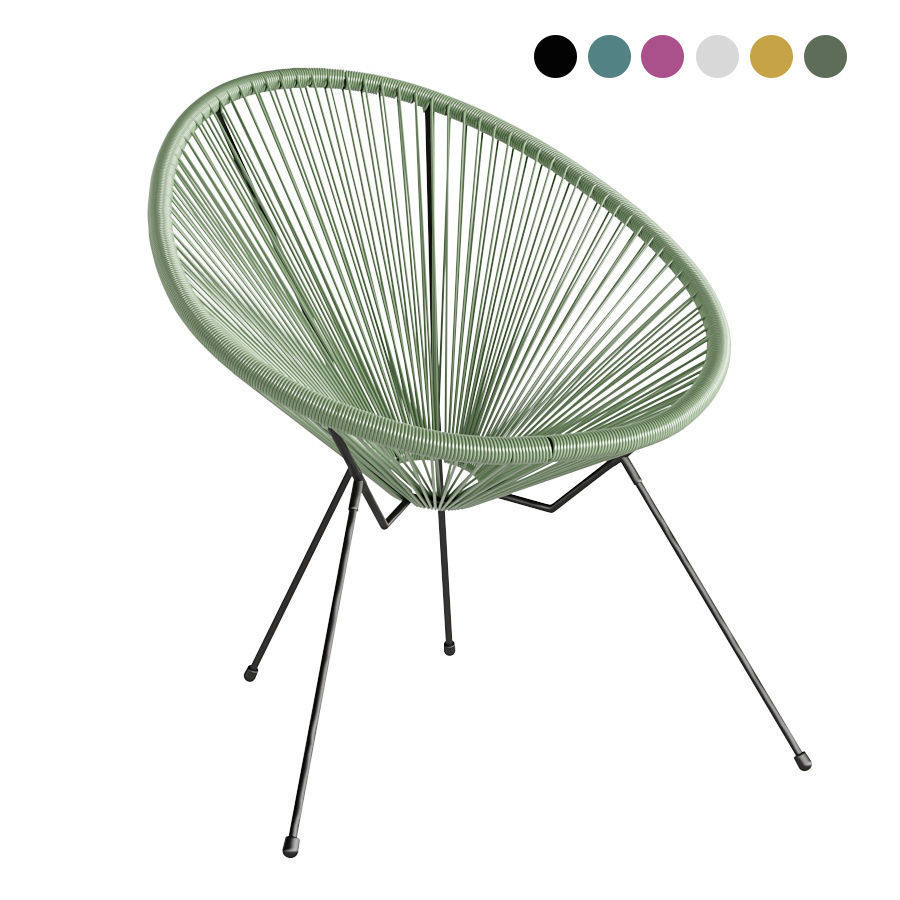 Acapulco oval chair with four legs 3D model_5