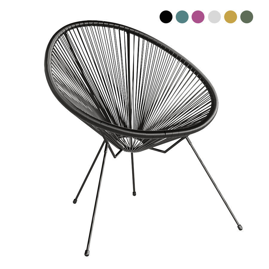 Acapulco oval chair with four legs 3D model_2