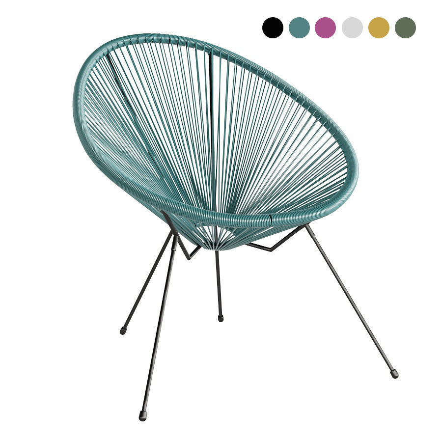 Acapulco oval chair with four legs 3D model_4