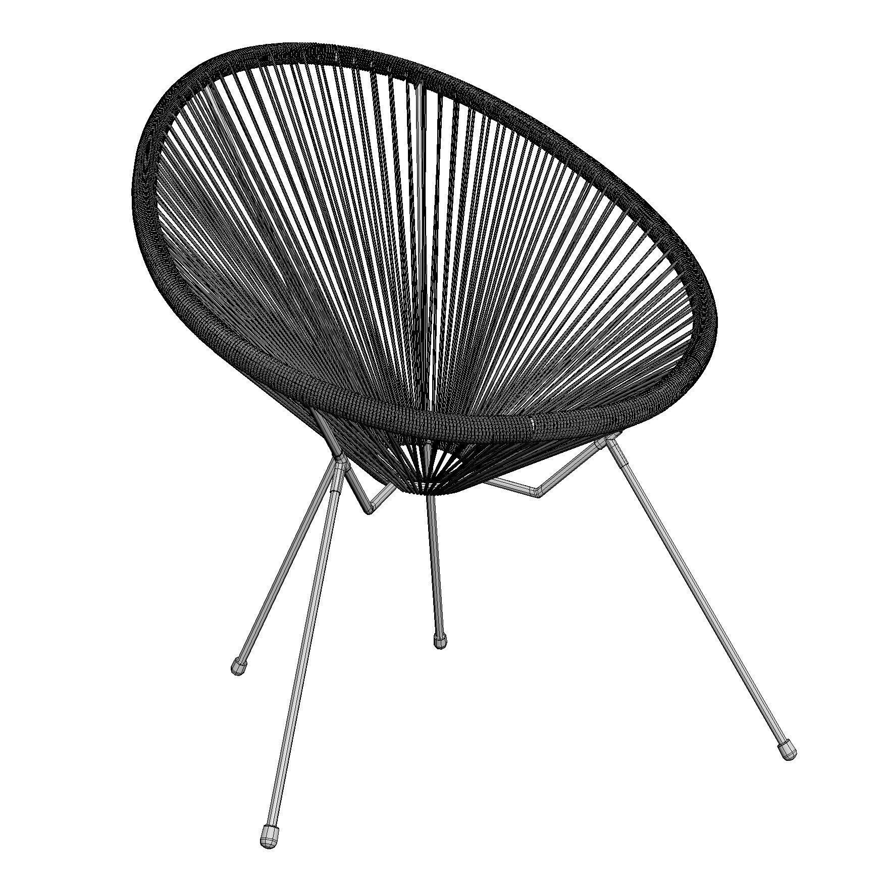 Acapulco oval chair with four legs 3D model_6