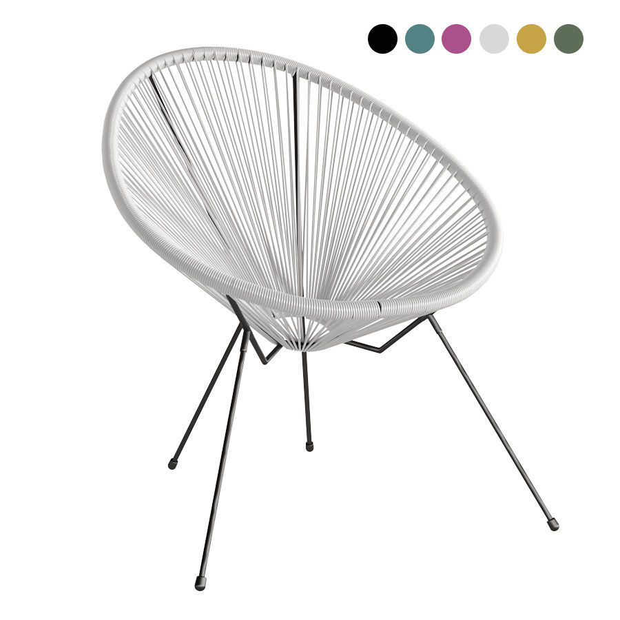 Acapulco oval chair with four legs 3D model_3