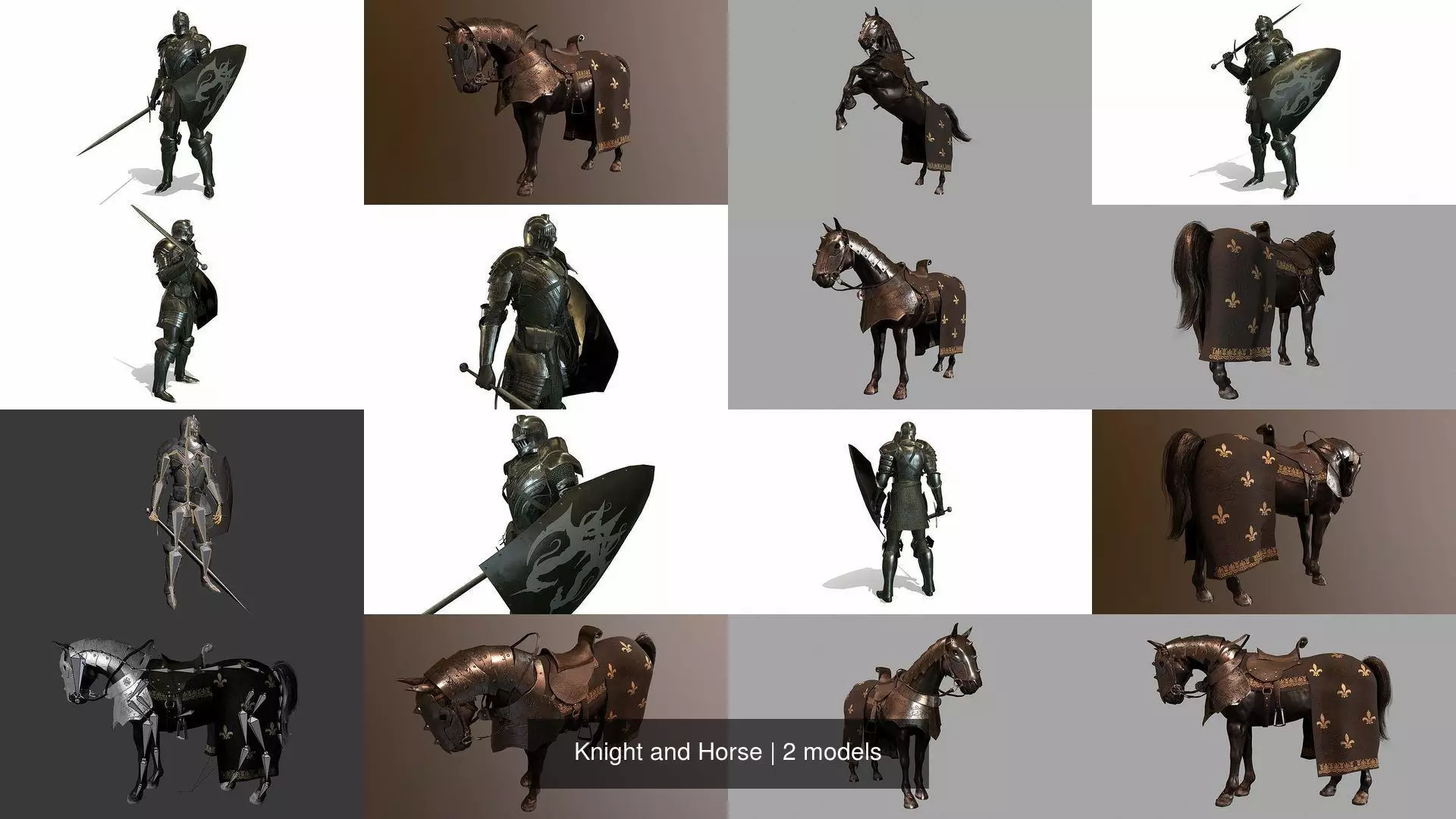 Knight and Horse 3D Model Collection_3