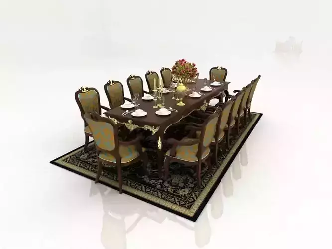 table ornate dining with chairs