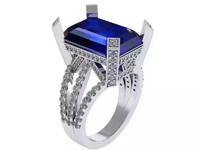 Emerald Cut Sapphire Ring 0773