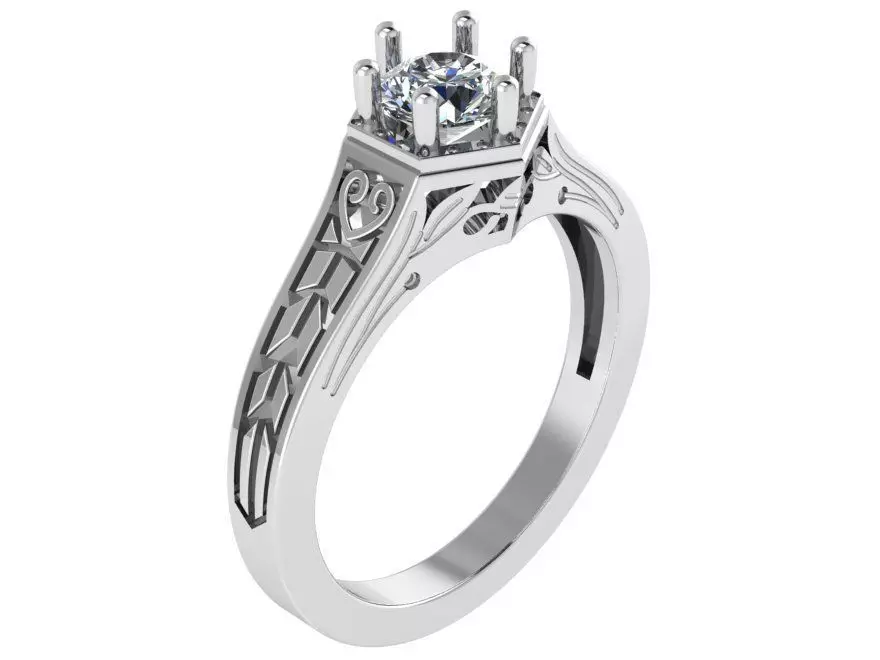 Hexagon Engraving Diamond Ring 0777 3D print model