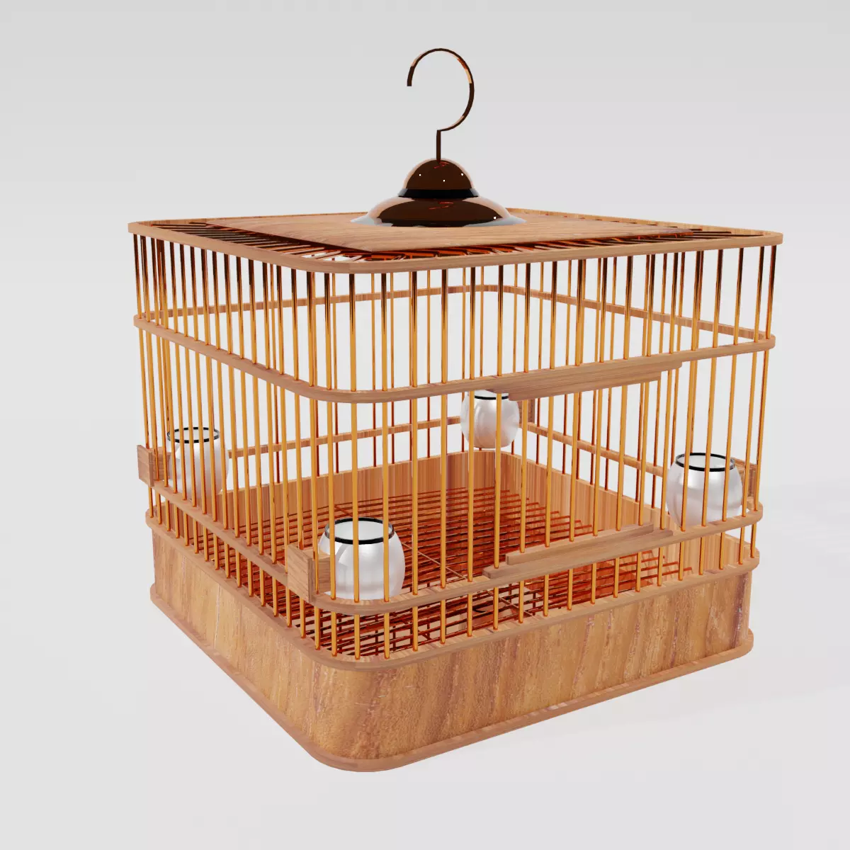 Chinese birdcage Low-poly 3D model