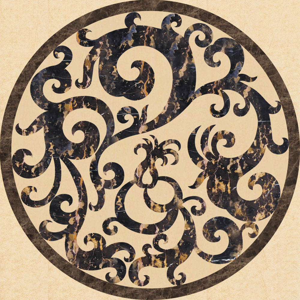 table round dining with chairs 3D model_4