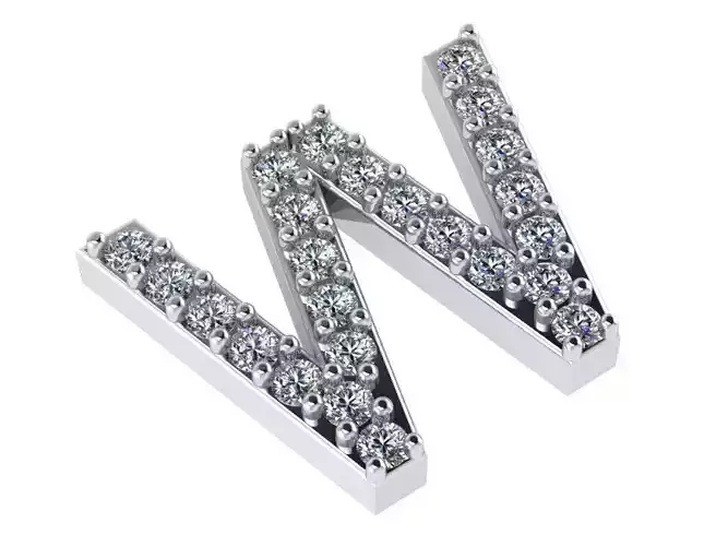 W Letter Diamond Pendant 