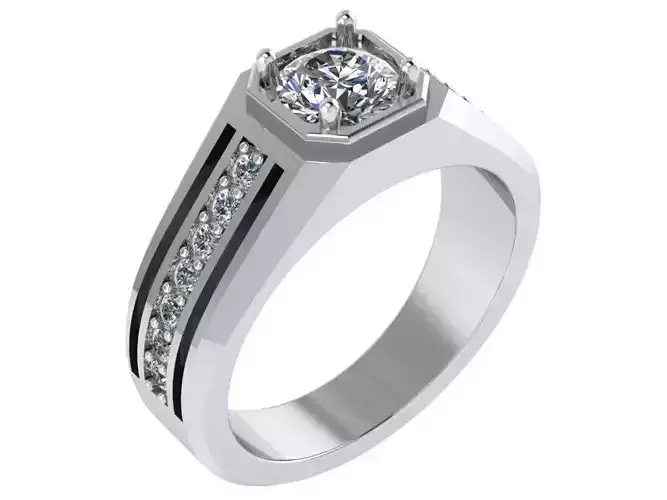 Round Diamond Octagon Ring 0783