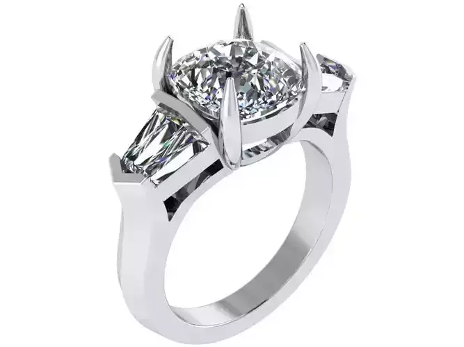 3-Stone Basket Setting Ring 0784