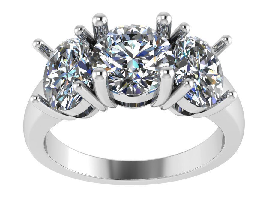 3-Stone Basket Setting Ring 0787 3D print model_2