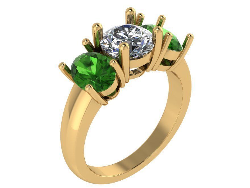 3-Stone Basket Setting Ring 0787 3D print model_1