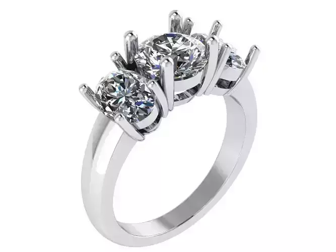 3-Stone Basket Setting Ring 0787