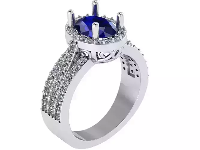 Oval Halo Sapphire Ring 0789