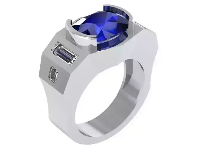 Oval Sapphire Half Bezel Ring 0794