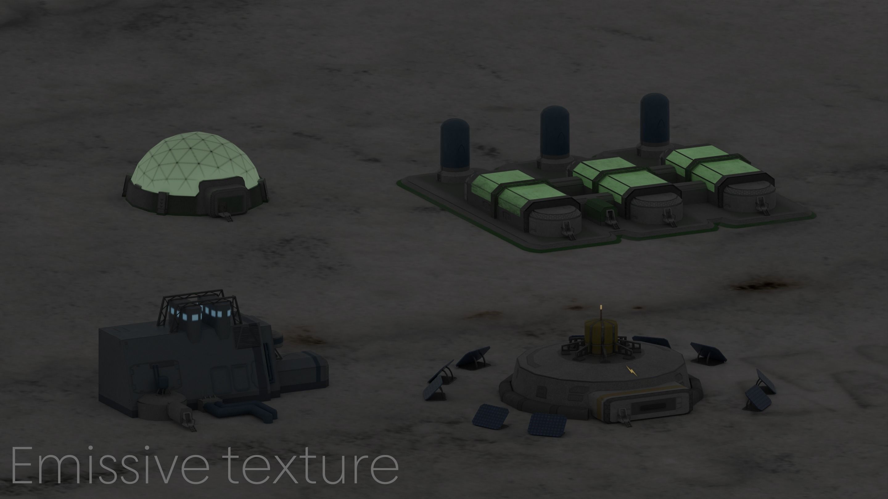 Low-poly Space Base buildings Low-poly 3D model_7