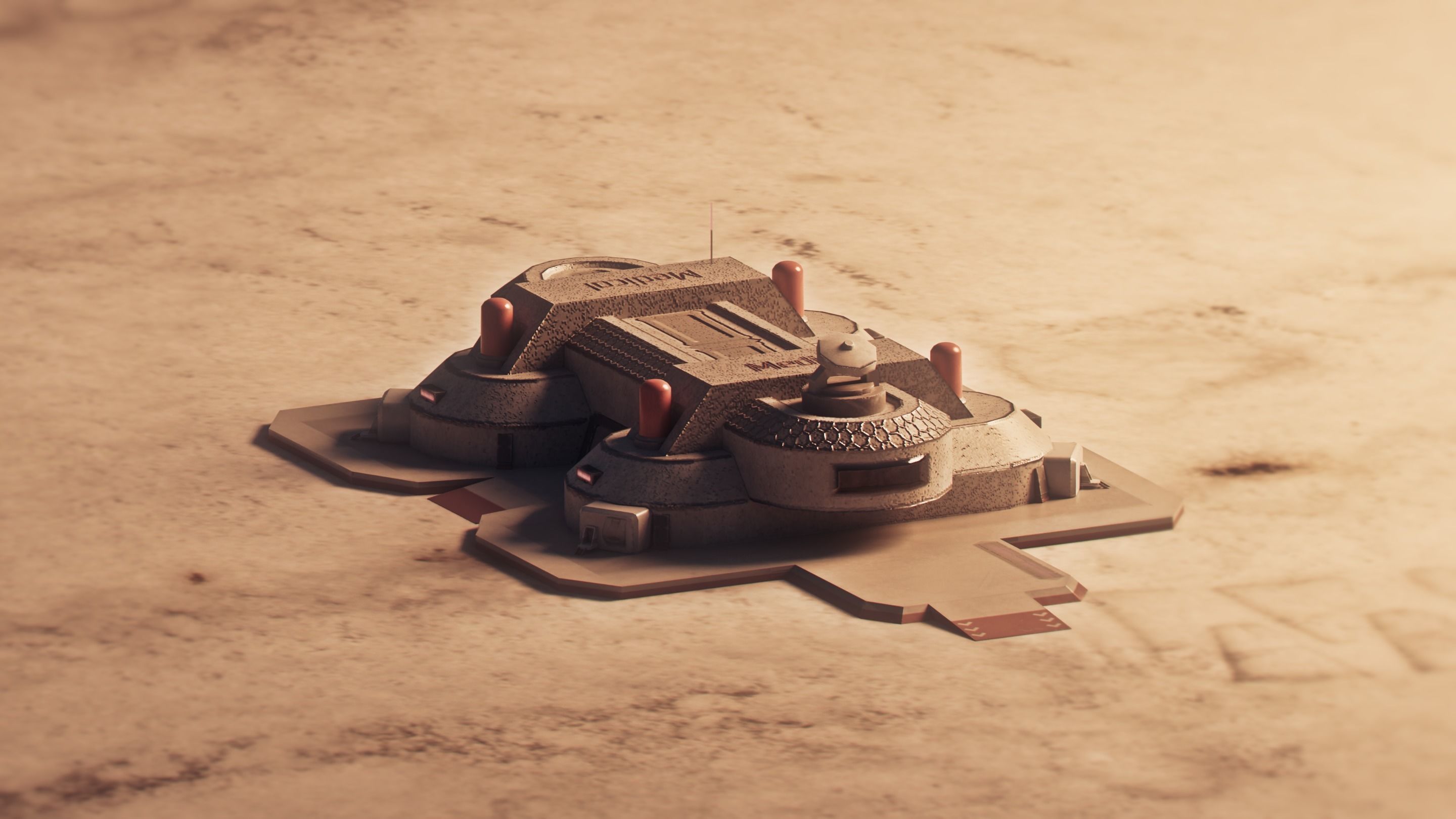Low-poly Space Base buildings Low-poly 3D model_9