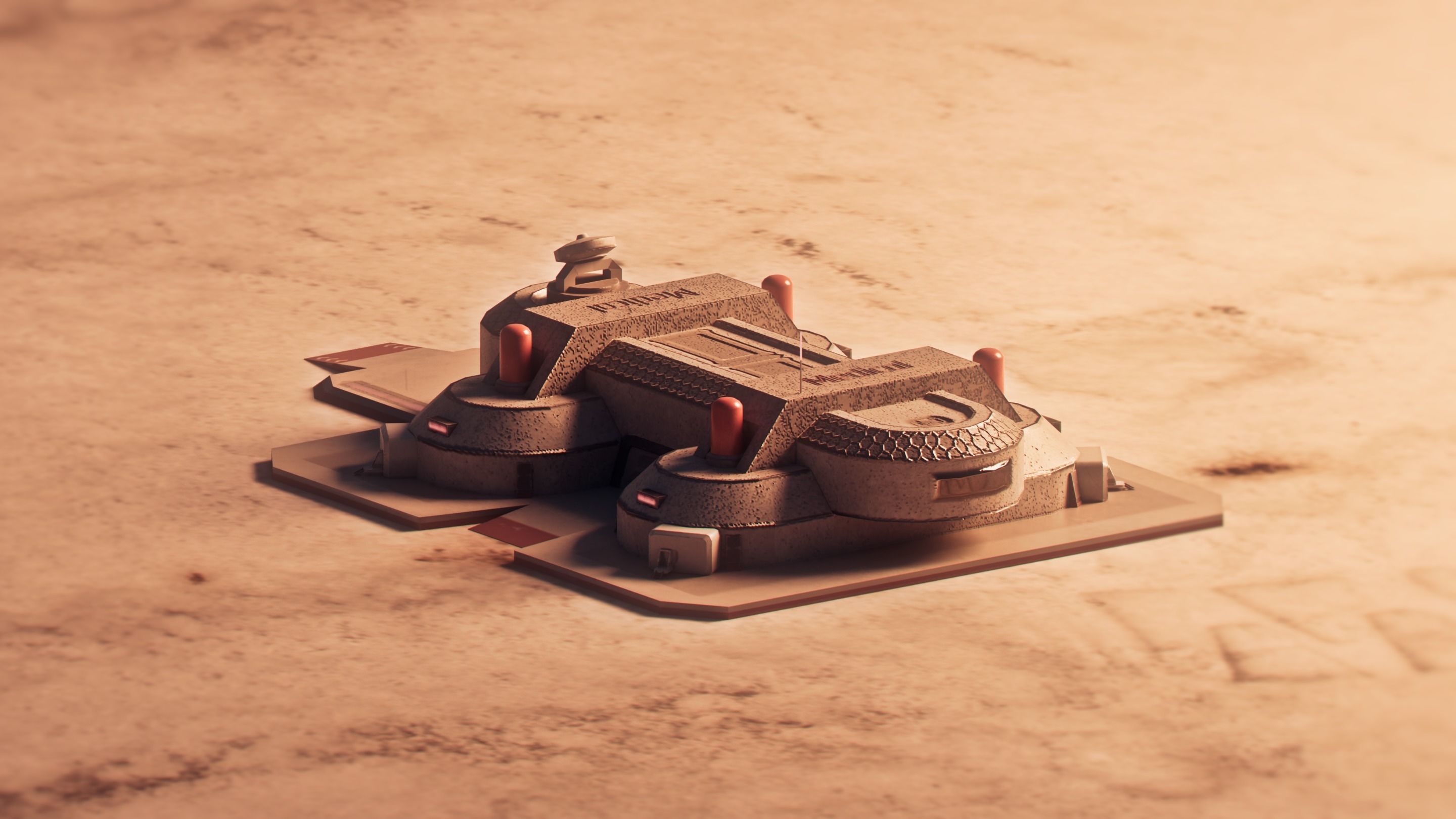 Low-poly Space Base buildings Low-poly 3D model_10