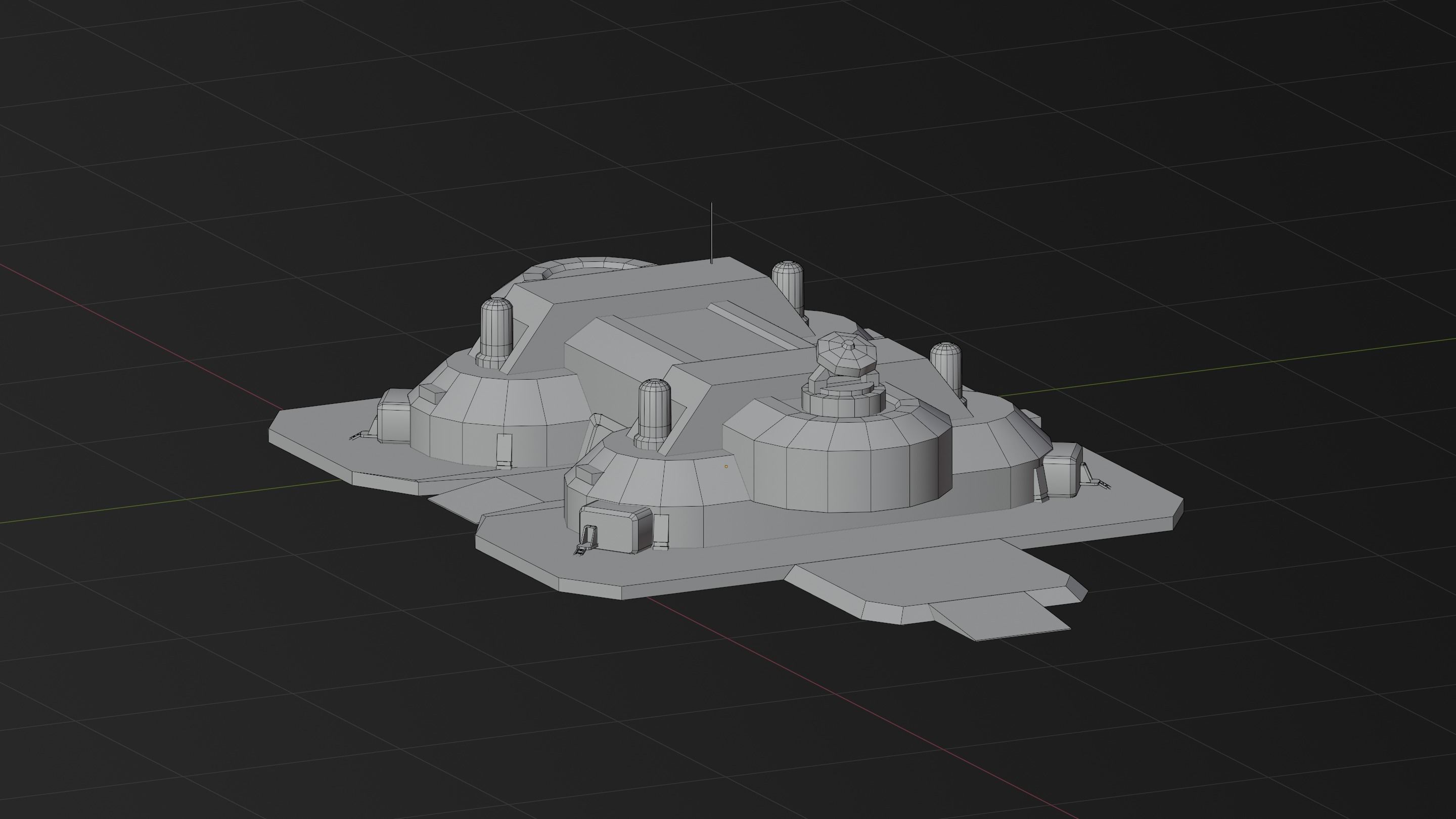 Low-poly Space Base buildings Low-poly 3D model_12
