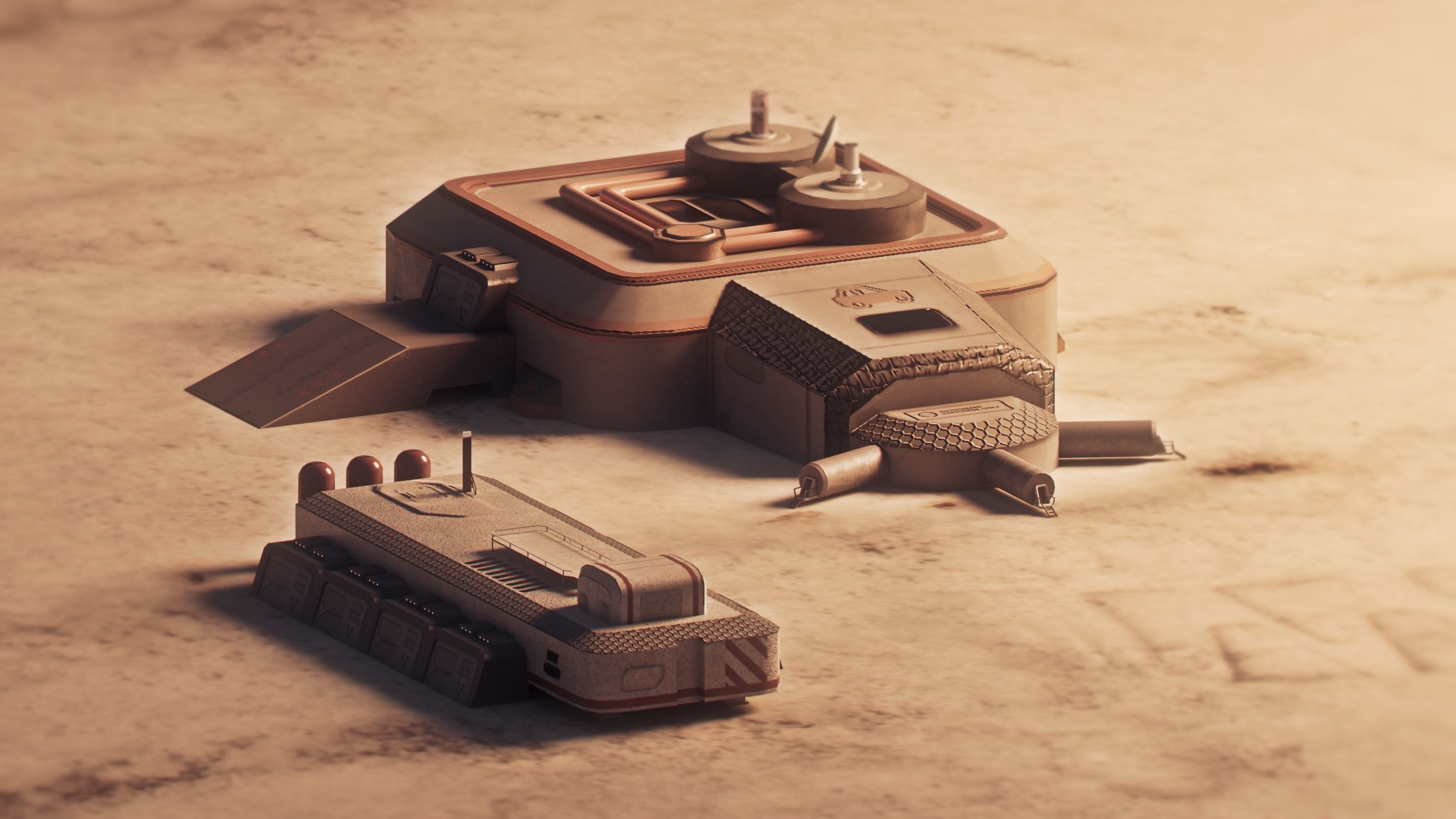 Low-poly Space Base buildings Low-poly 3D model_13